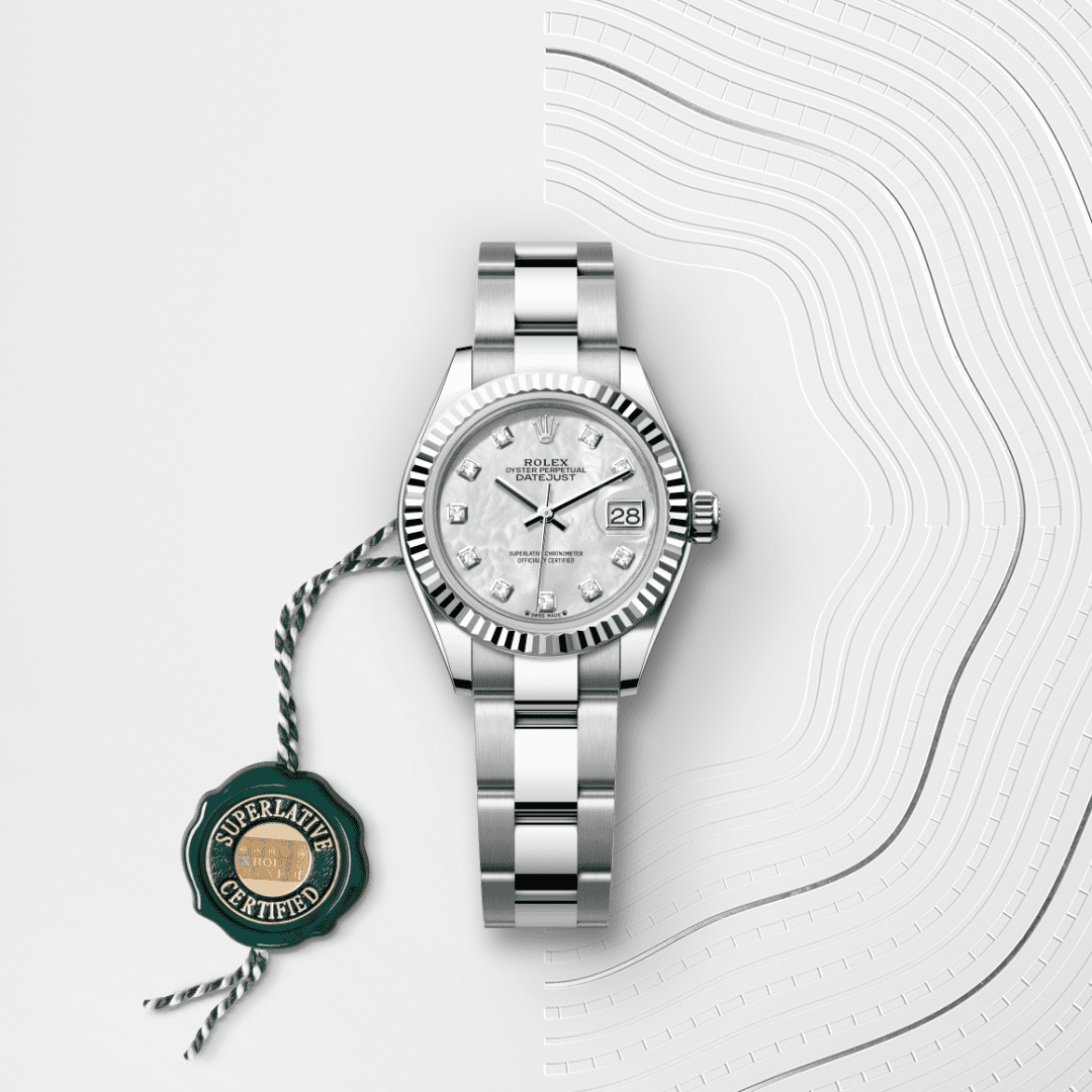 Rolex Lady-Datejust Oyster, 28 mm, Oystersteel çelik ve beyaz altın M279174-0010