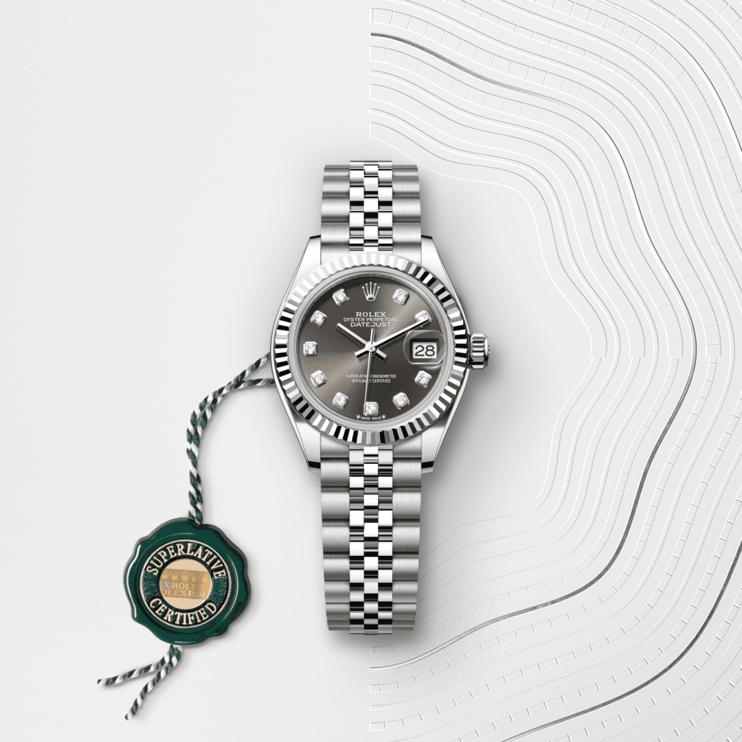 Rolex Lady-Datejust Oyster, 28 mm, Oystersteel çelik ve beyaz altın M279174-0015