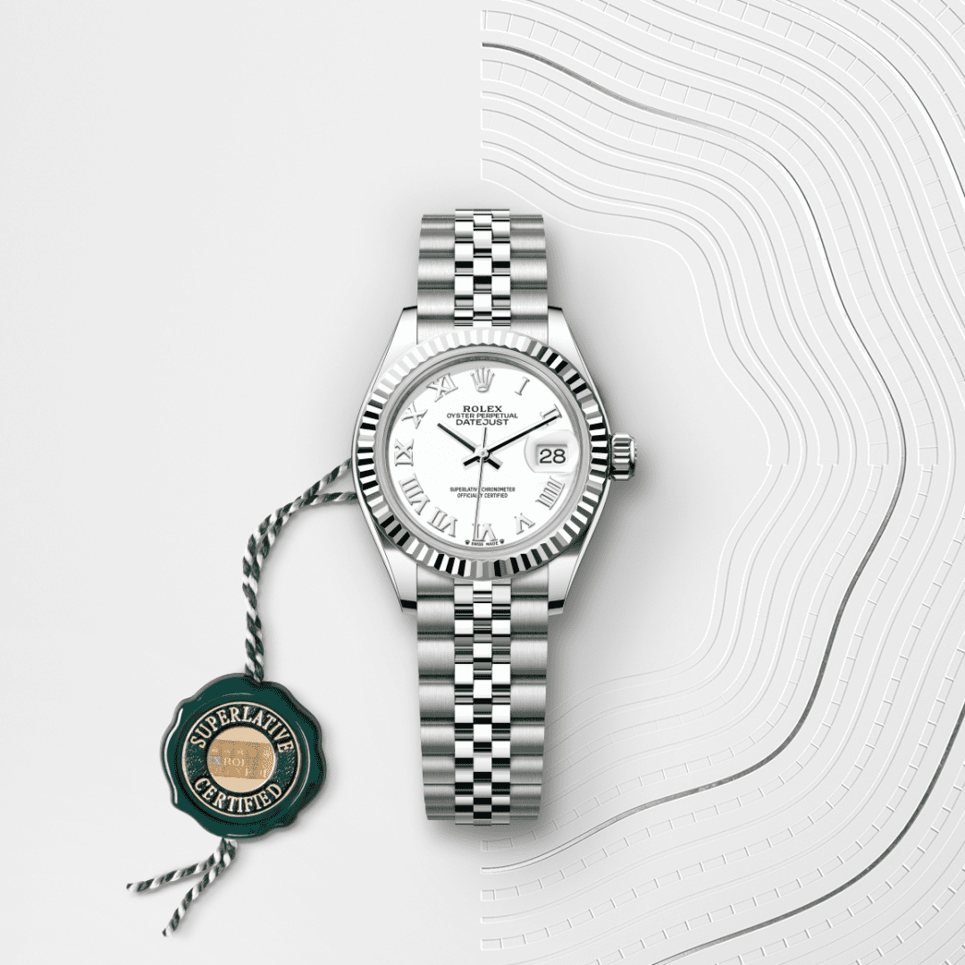 Rolex Lady-Datejust Oyster, 28 mm, Oystersteel çelik ve beyaz altın M279174-0019