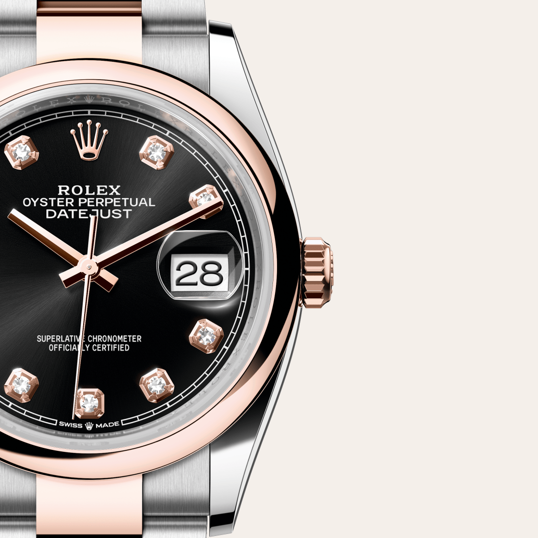 Rolex Datejust 36 Oyster, 36 mm, Oystersteel çelik ve Everose altın M126201-0020