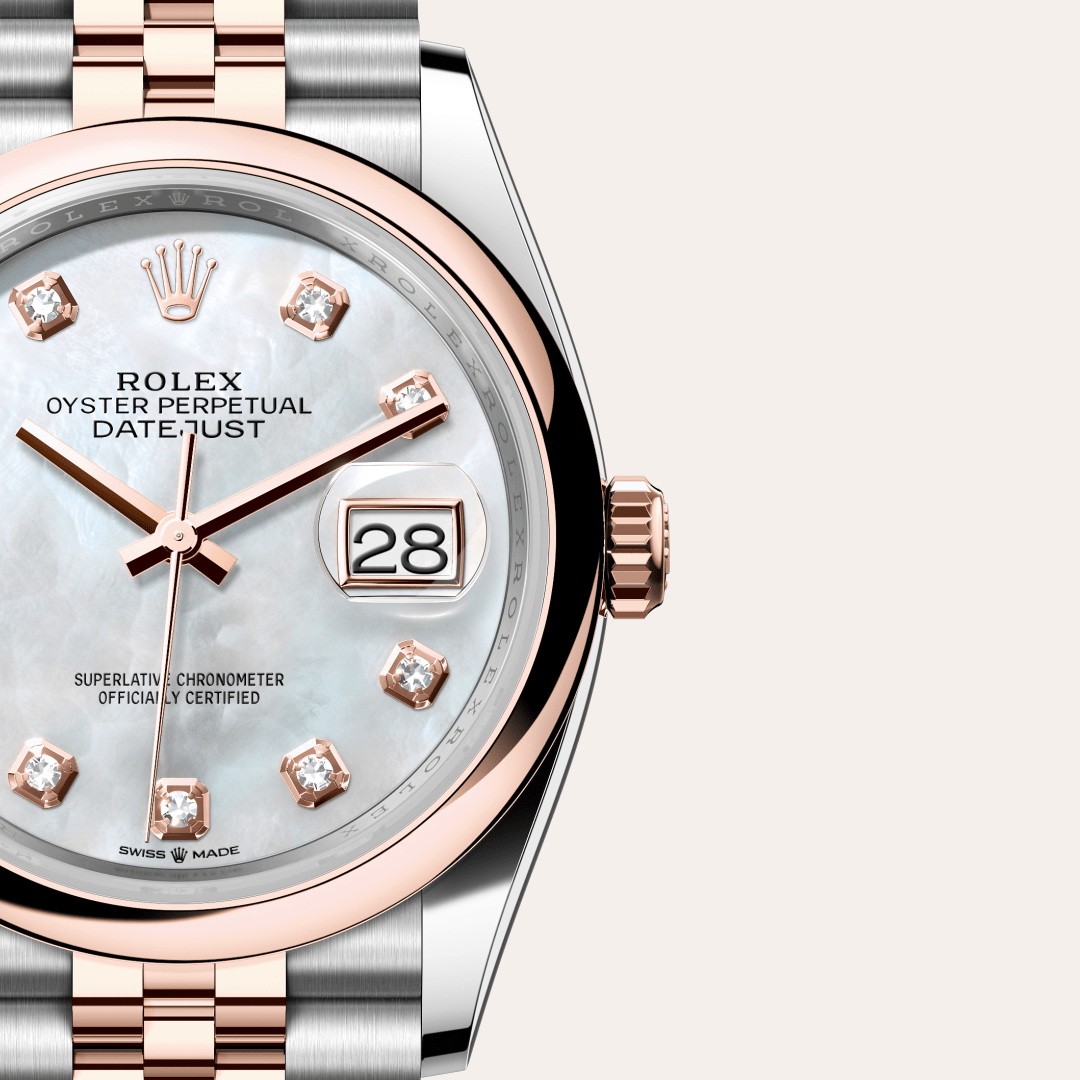 Rolex Datejust 36 Oyster, 36 mm, Oystersteel çelik ve Everose altın M126201-0021