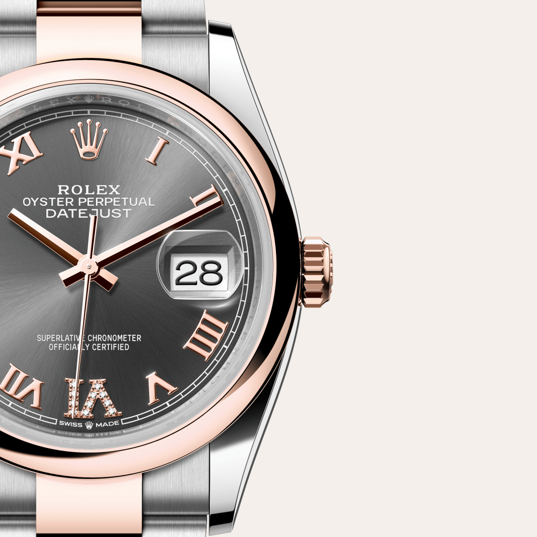 Rolex Datejust 36 Oyster, 36 mm, Oystersteel çelik ve Everose altın M126201-0024