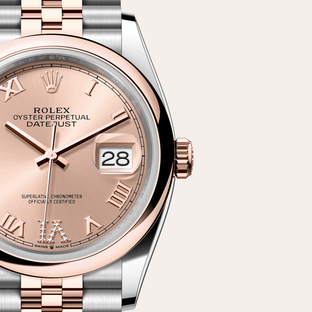 Rolex Datejust 36 Oyster, 36 mm, Oystersteel çelik ve Everose altın M126201-0027