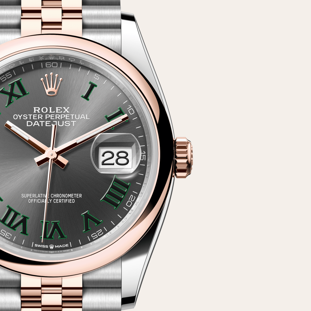 Rolex Datejust 36 Oyster, 36 mm, Oystersteel çelik ve Everose altın M126201-0029