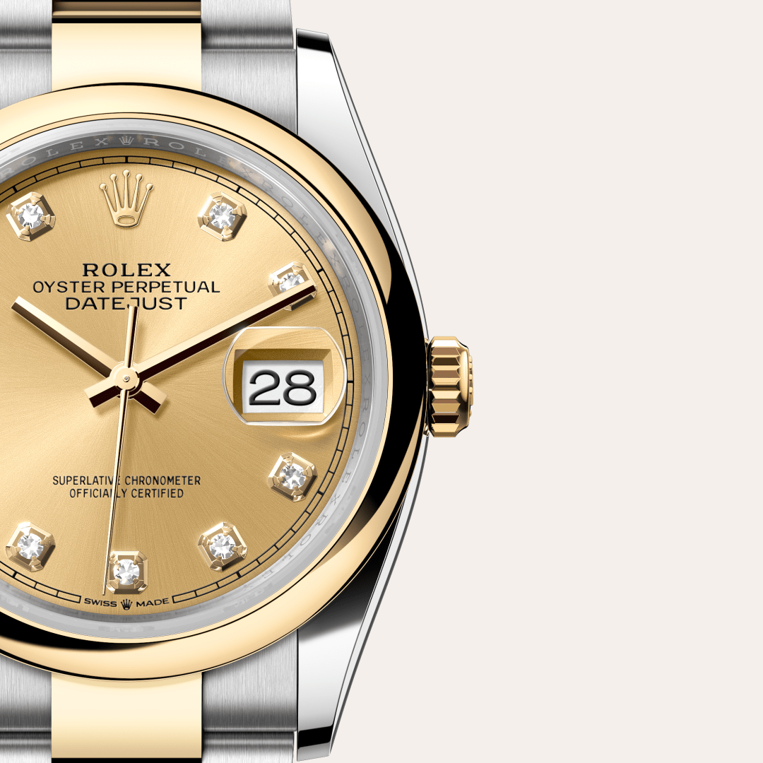 Rolex Datejust 36 Oyster, 36 mm, Oystersteel çelik ve sarı altın M126203-0018