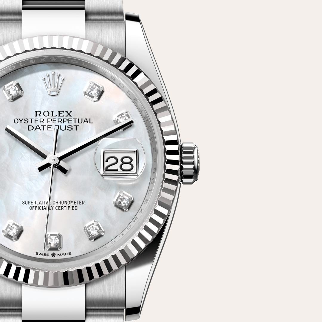 Rolex Datejust 36 Oyster, 36 mm, Oystersteel çelik ve beyaz altın M126234-0020