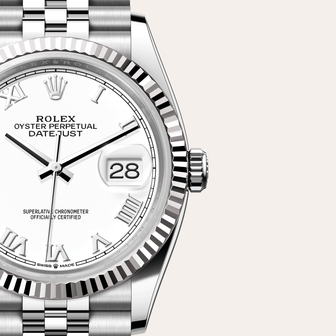 Rolex Datejust 36 Oyster, 36 mm, Oystersteel çelik ve beyaz altın M126234-0025