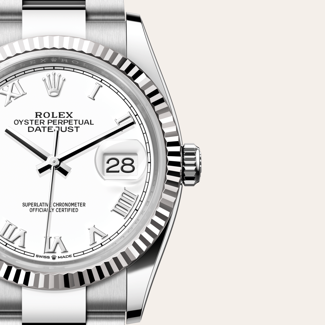 Rolex Datejust 36 Oyster, 36 mm, Oystersteel çelik ve beyaz altın M126234-0026