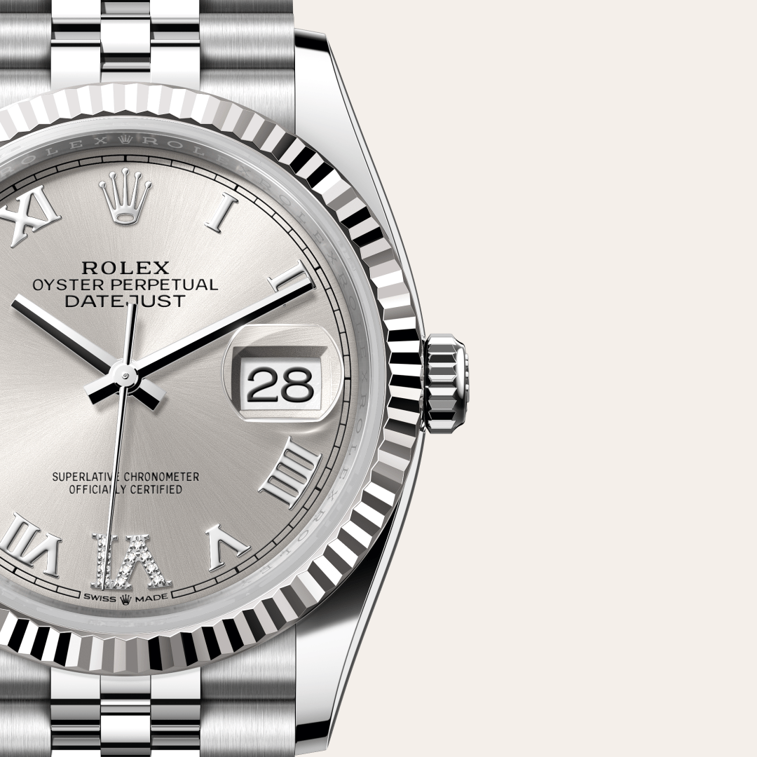 Rolex Datejust 36 Oyster, 36 mm, Oystersteel çelik ve beyaz altın M126234-0029