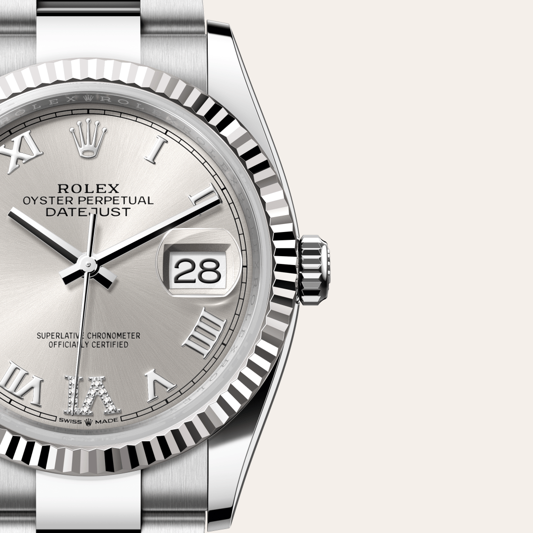 Rolex Datejust 36 Oyster, 36 mm, Oystersteel çelik ve beyaz altın M126234-0030