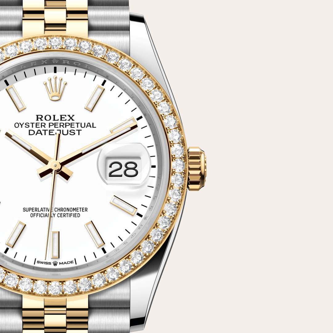 Rolex Datejust 36 Oyster, 36 mm, Oystersteel çelik, sarı altın ve pırlanta M126283RBR-0005