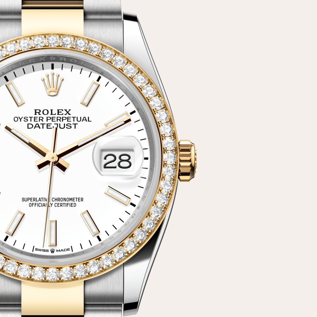 Rolex Datejust 36 Oyster, 36 mm, Oystersteel çelik, sarı altın ve pırlanta M126283RBR-0006