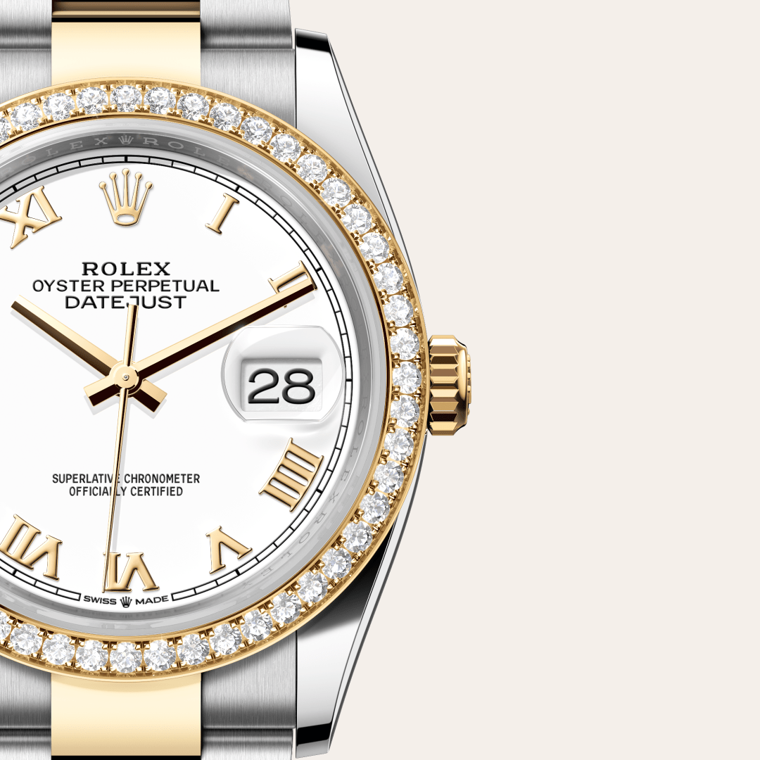 Rolex Datejust 36 Oyster, 36 mm, Oystersteel çelik, sarı altın ve pırlanta M126283RBR-0016