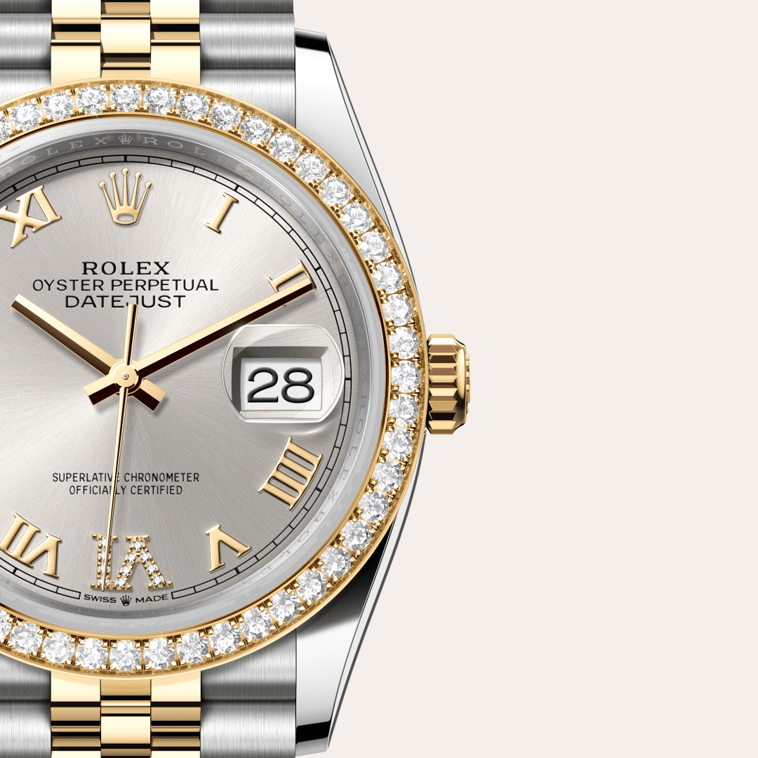 Rolex Datejust 36 Oyster, 36 mm, Oystersteel çelik, sarı altın ve pırlanta M126283RBR-0017