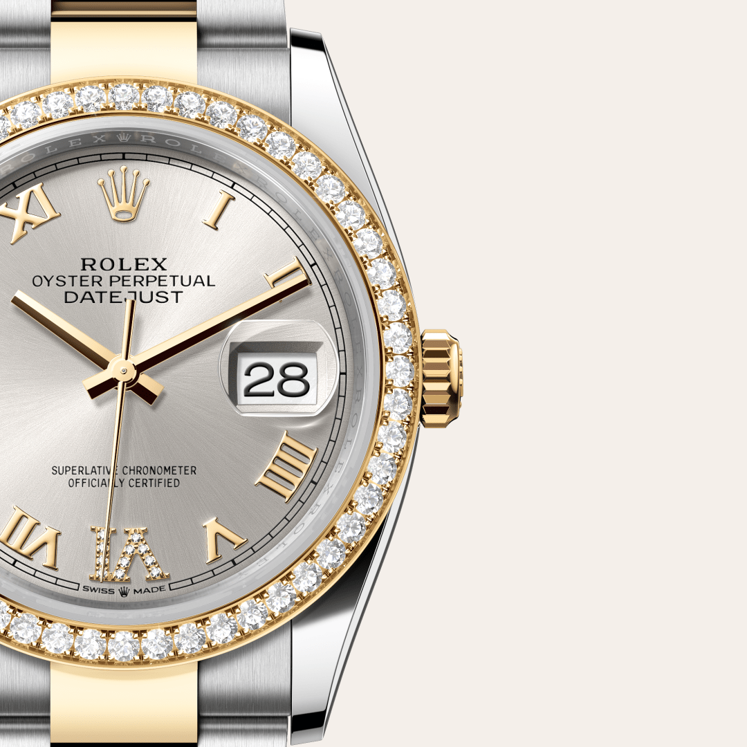 Rolex Datejust 36 Oyster, 36 mm, Oystersteel çelik, sarı altın ve pırlanta M126283RBR-0018