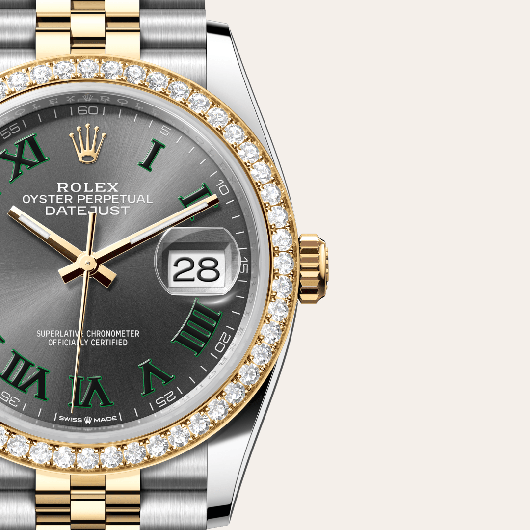Rolex Datejust 36 Oyster, 36 mm, Oystersteel çelik, sarı altın ve pırlanta M126283RBR-0021