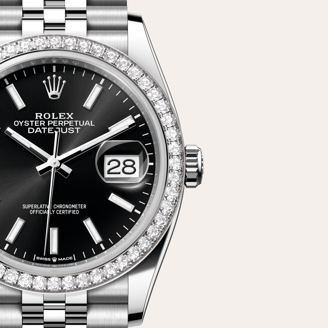 Rolex Datejust 36 Oyster, 36 mm, Oystersteel çelik, beyaz altın ve pırlanta M126284RBR-0007