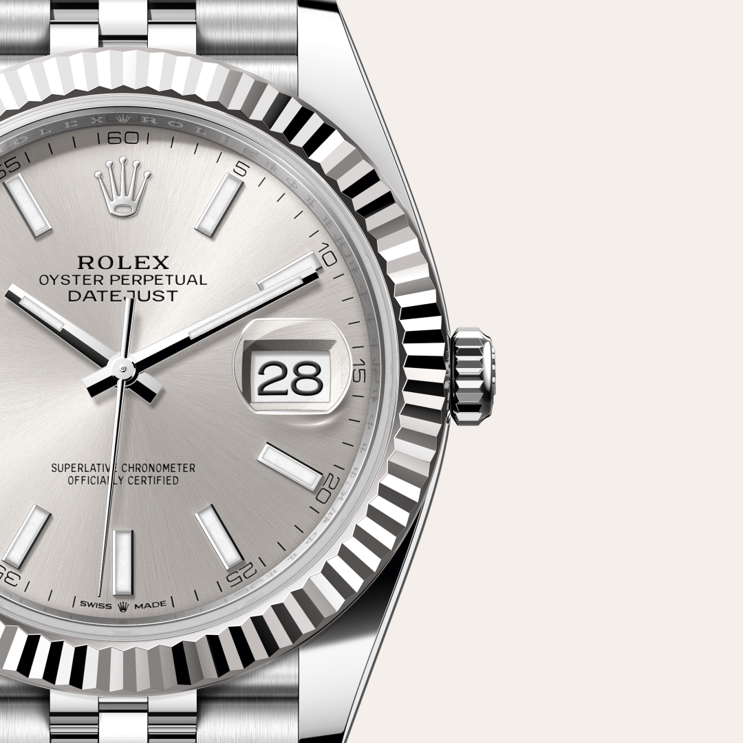 Rolex Datejust 41 Oyster, 41 mm, Oystersteel çelik ve beyaz altın M126334-0004