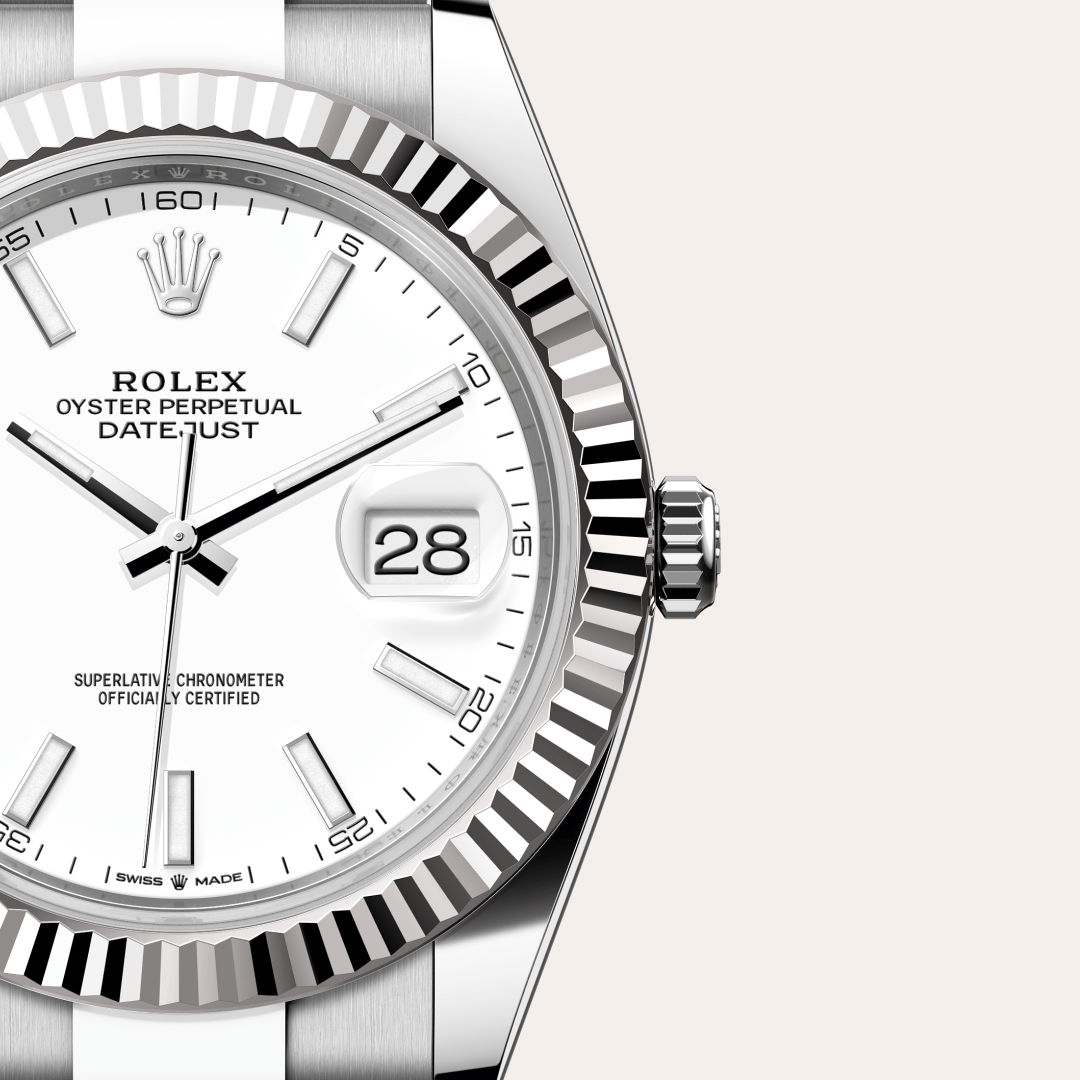 Rolex Datejust 41 Oyster, 41 mm, Oystersteel çelik ve beyaz altın M126334-0009