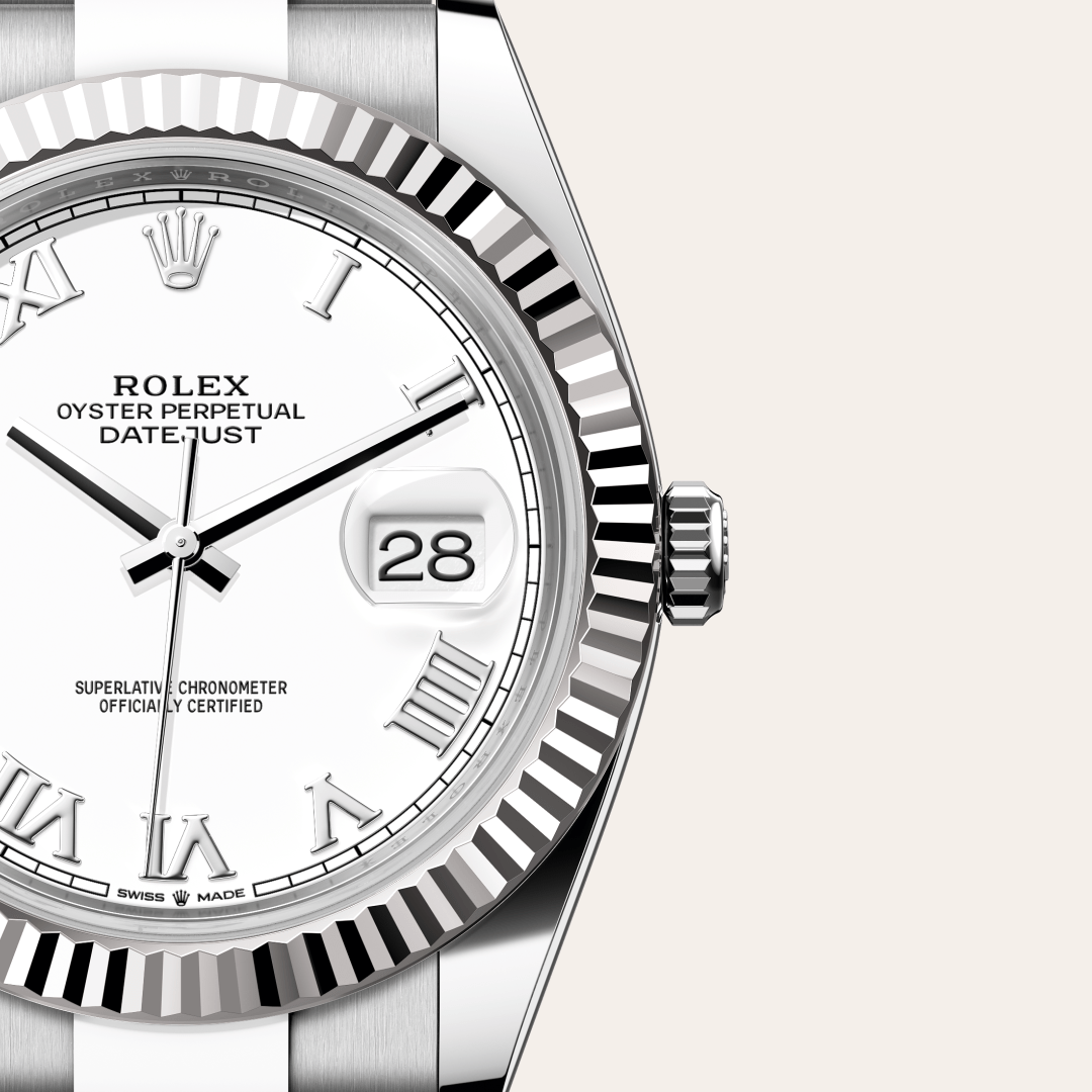 Rolex Datejust 41 Oyster, 41 mm, Oystersteel çelik ve beyaz altın M126334-0023