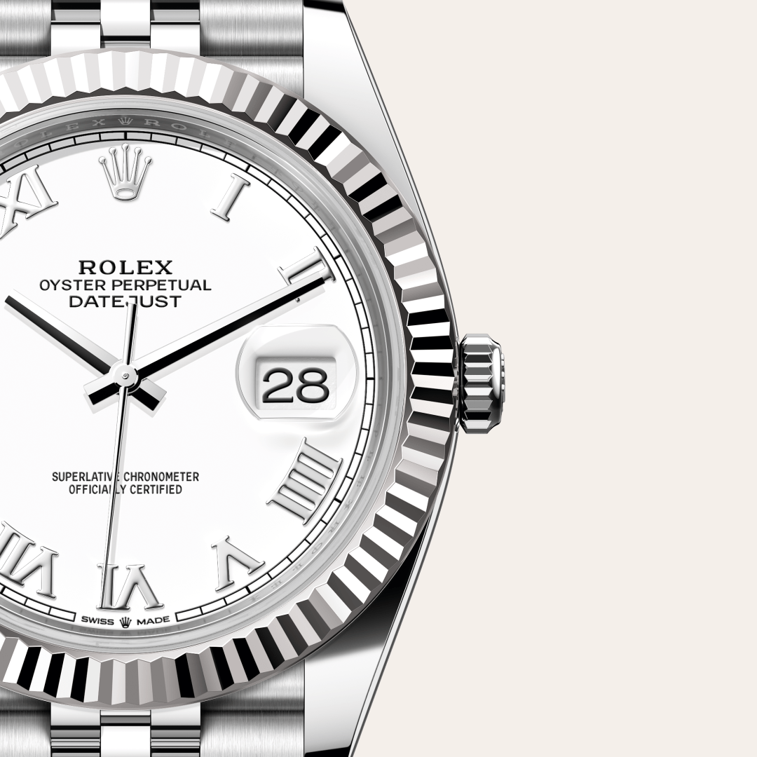 Rolex Datejust 41 Oyster, 41 mm, Oystersteel çelik ve beyaz altın M126334-0024