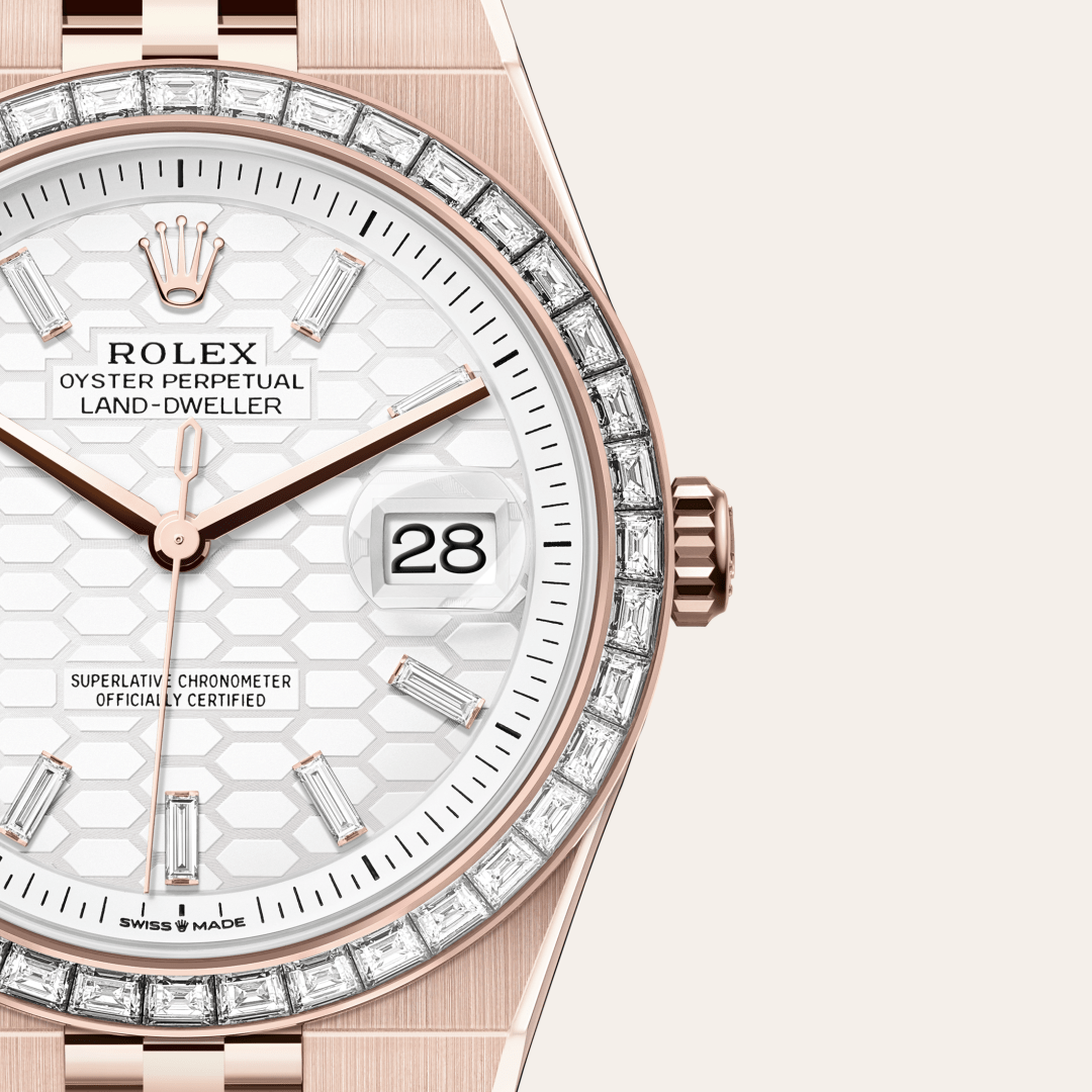 Rolex Land-Dweller 40 Oyster, 40 mm, Everose altın ve pırlanta M127385TBR-0003