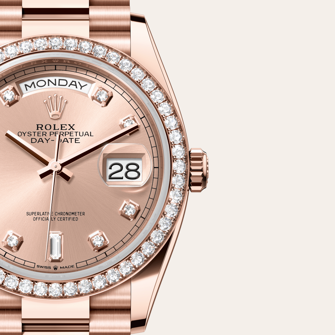Rolex Day-Date 36 Oyster, 36 mm, Everose altın ve pırlanta M128345RBR-0009