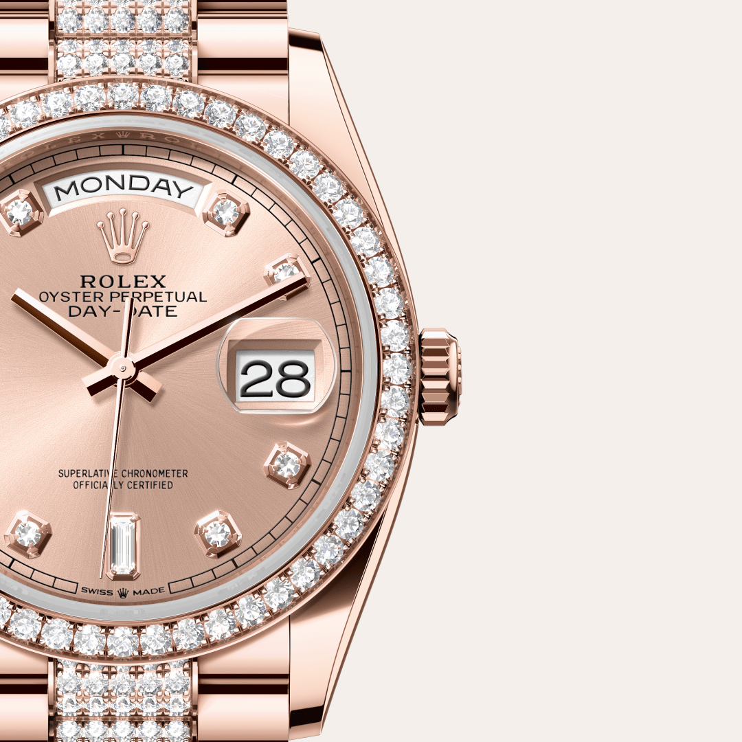 Rolex Day-Date 36 Oyster, 36 mm, Everose altın ve pırlanta M128345RBR-0020