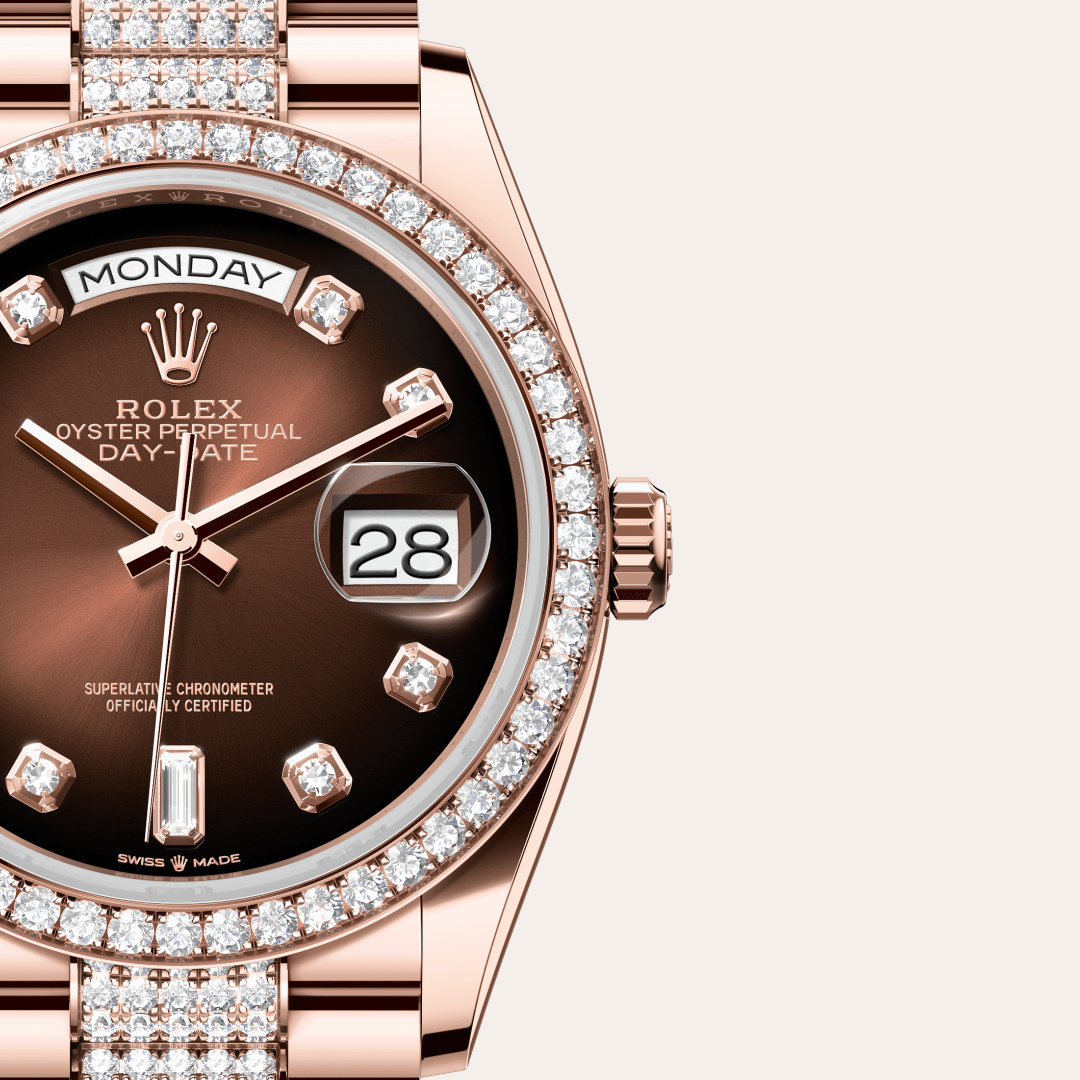 Rolex Day-Date 36 Oyster, 36 mm, Everose altın ve pırlanta M128345RBR-0041
