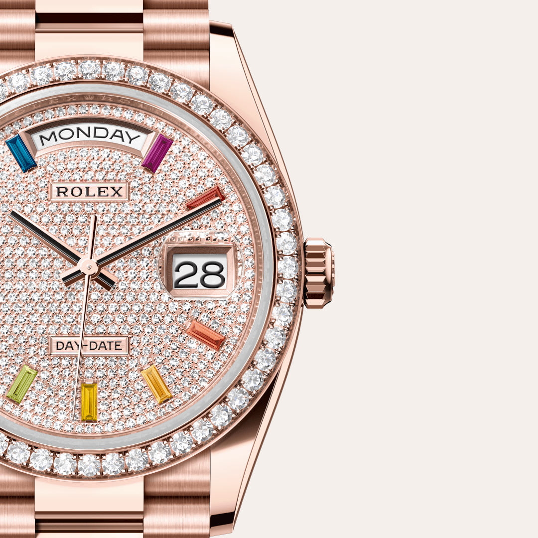 Rolex Day-Date 36 Oyster, 36 mm, Everose altın ve pırlanta M128345RBR-0042