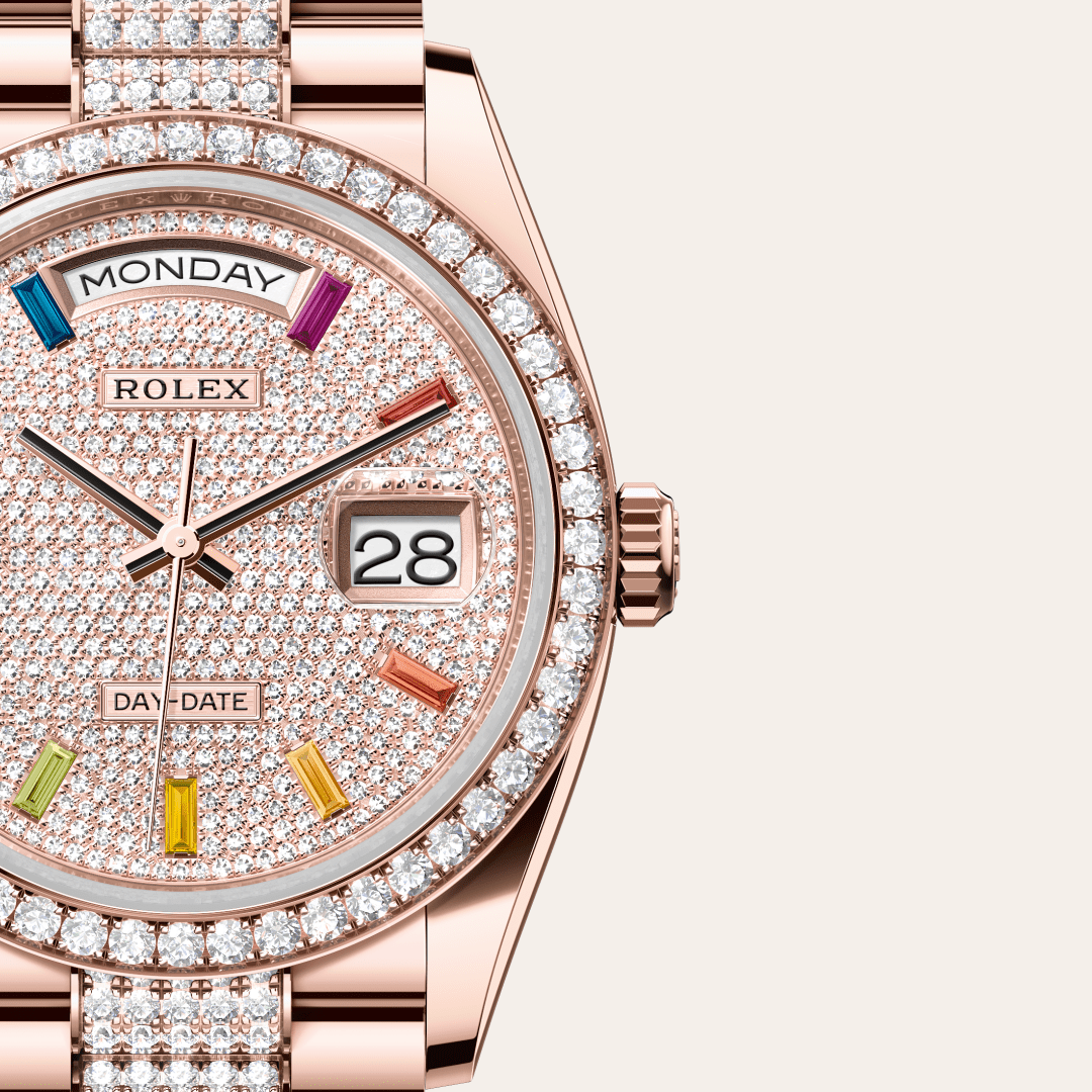 Rolex Day-Date 36 Oyster, 36 mm, Everose altın ve pırlanta M128345RBR-0043