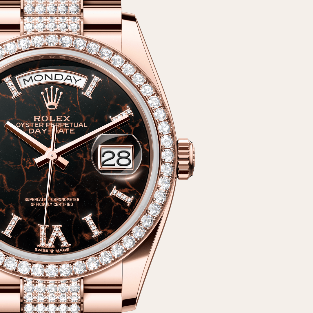 Rolex Day-Date 36 Oyster, 36 mm, Everose altın ve pırlanta M128345RBR-0045