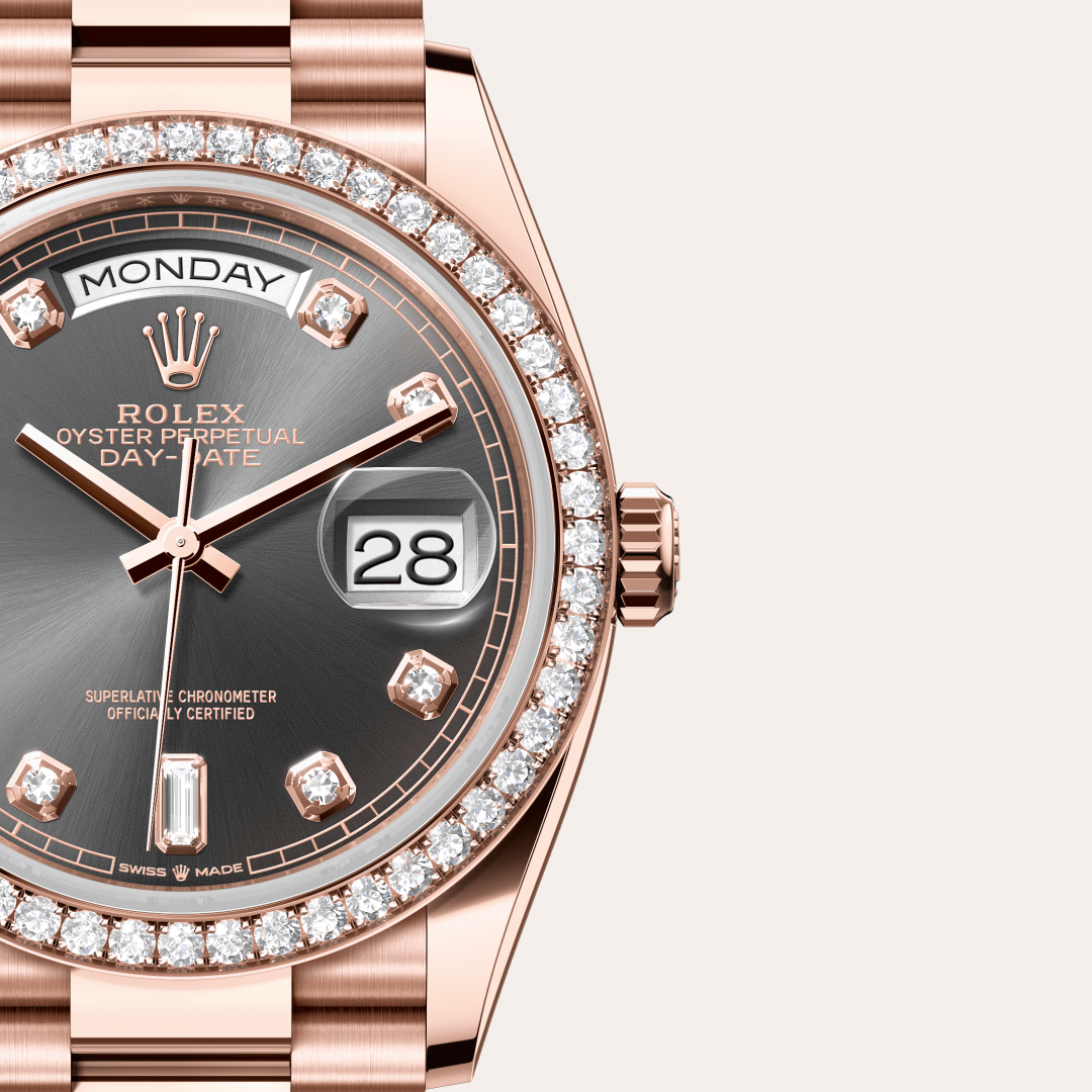 Rolex Day-Date 36 Oyster, 36 mm, Everose altın ve pırlanta M128345RBR-0052
