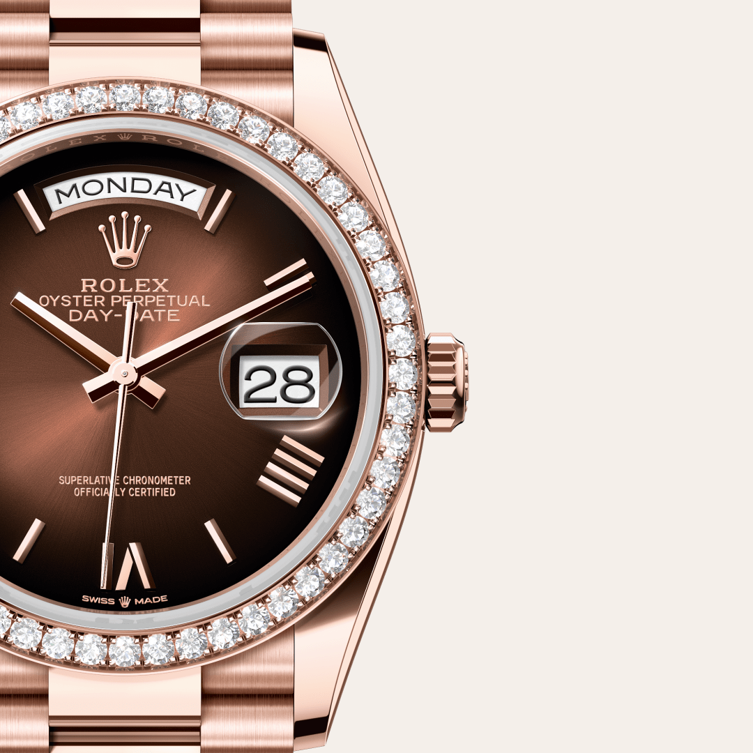 Rolex Day-Date 36 Oyster, 36 mm, Everose altın ve pırlanta M128345RBR-0075