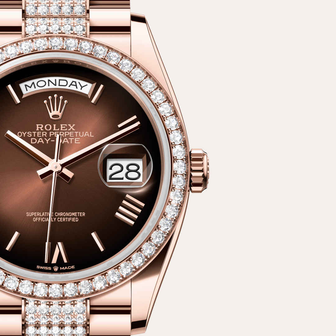 Rolex Day-Date 36 Oyster, 36 mm, Everose altın ve pırlanta M128345RBR-0076