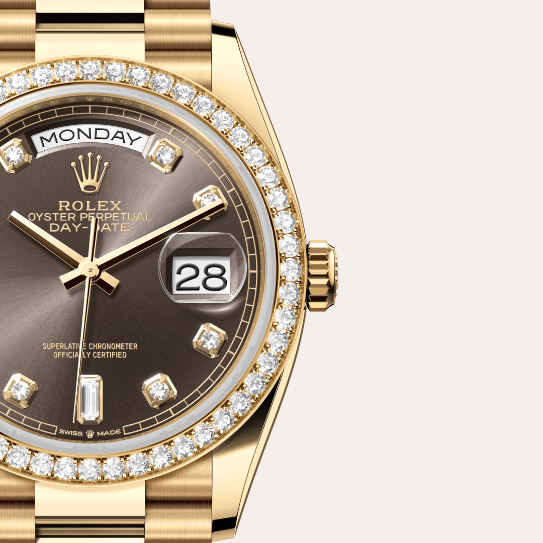 Rolex Day-Date 36 Oyster, 36 mm, sarı altın ve pırlanta M128348RBR-0005