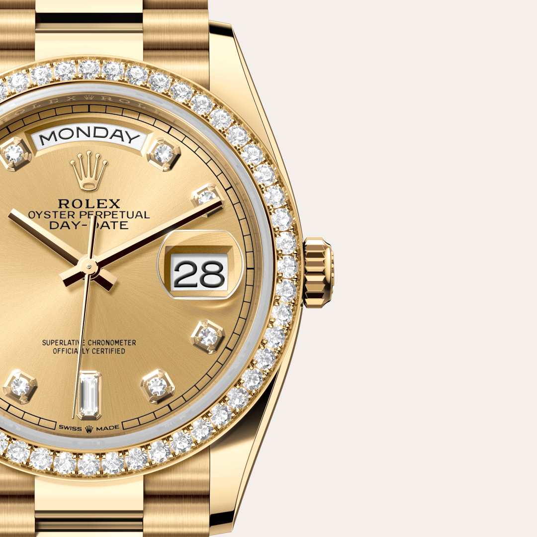 Rolex Day-Date 36 Oyster, 36 mm, sarı altın ve pırlanta M128348RBR-0008