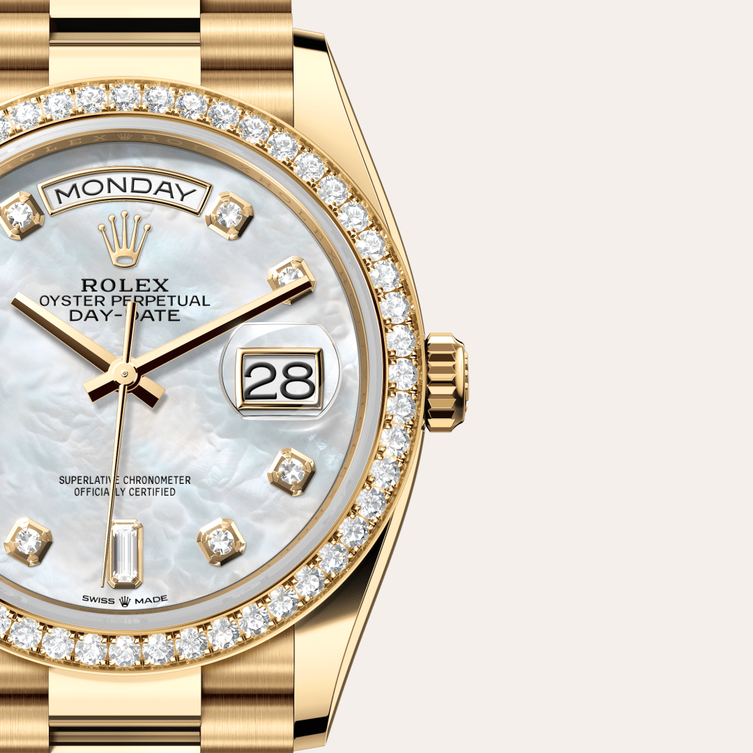 Rolex Day-Date 36 Oyster, 36 mm, sarı altın ve pırlanta M128348RBR-0017