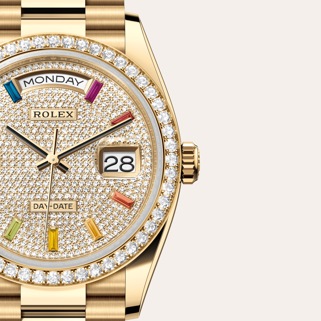Rolex Day-Date 36 Oyster, 36 mm, sarı altın ve pırlanta M128348RBR-0030
