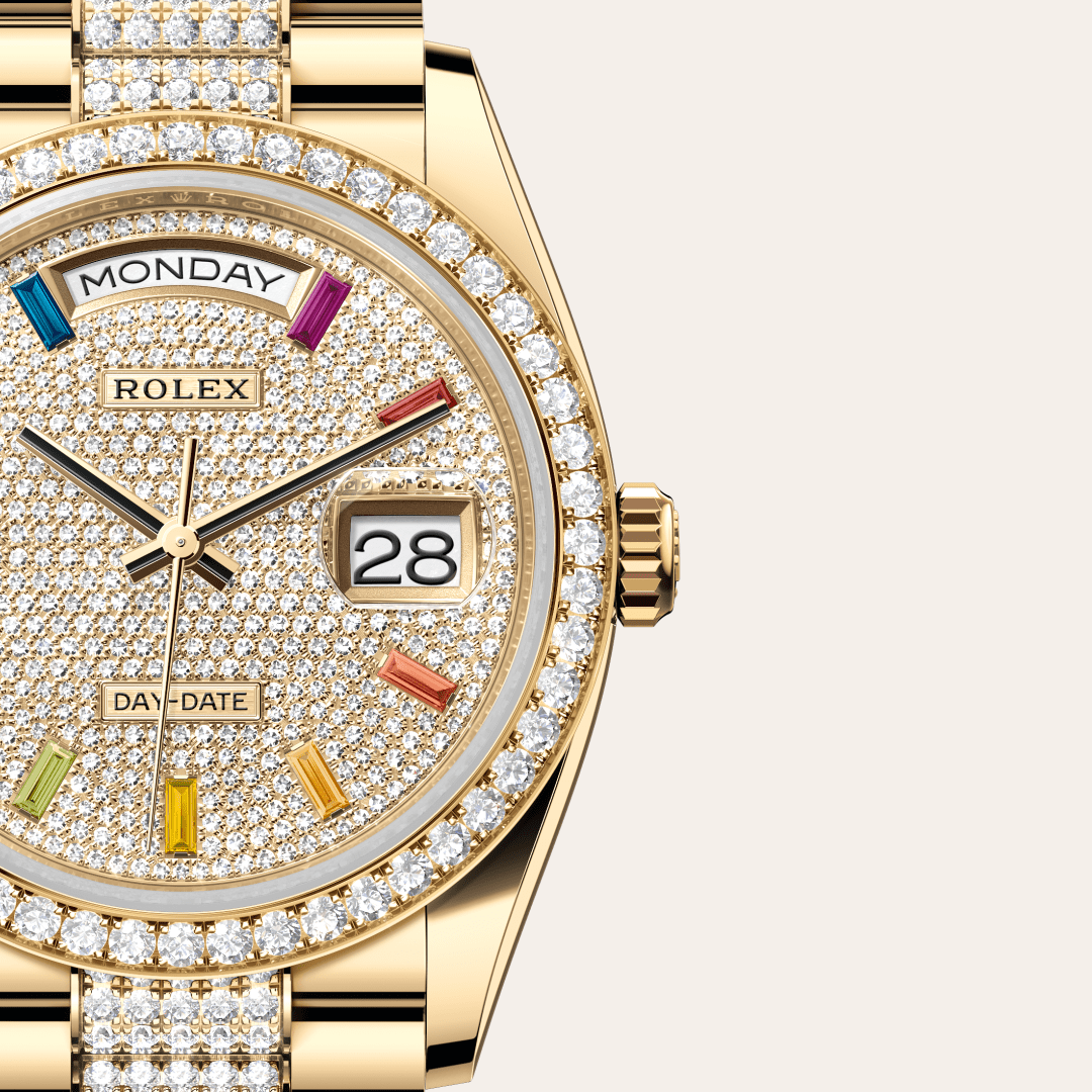 Rolex Day-Date 36 Oyster, 36 mm, sarı altın ve pırlanta M128348RBR-0031