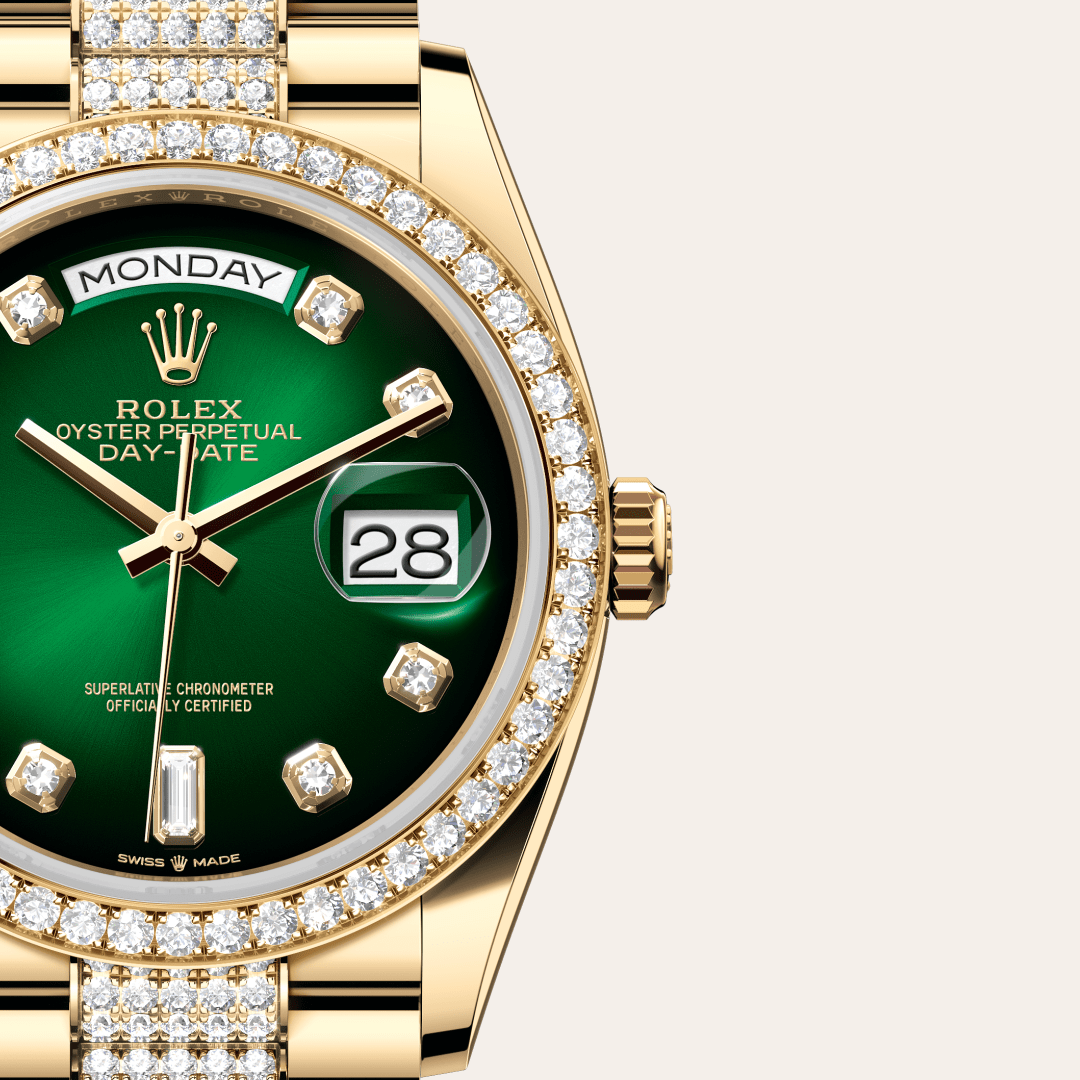 Rolex Day-Date 36 Oyster, 36 mm, sarı altın ve pırlanta M128348RBR-0036