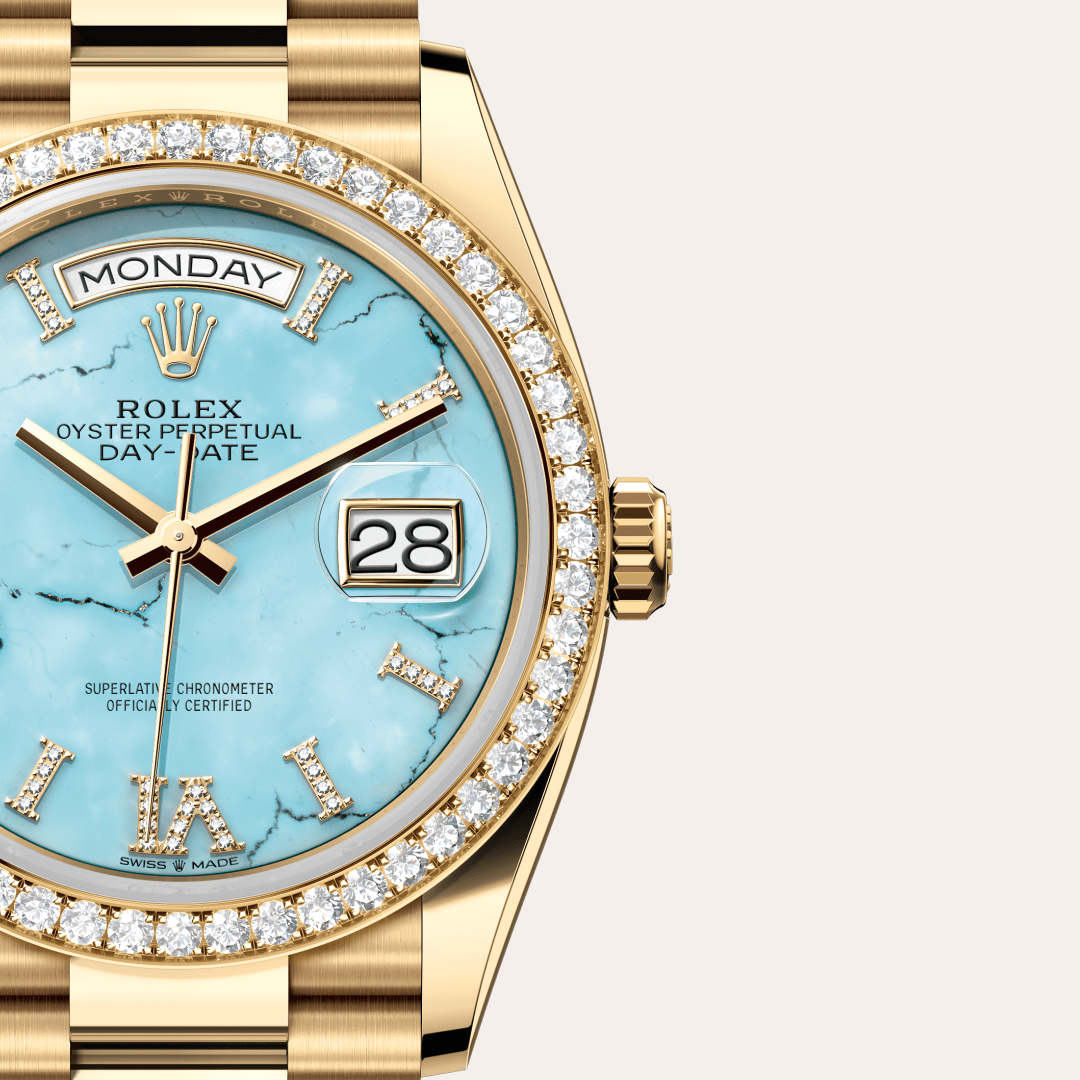 Rolex Day-Date 36 Oyster, 36 mm, sarı altın ve pırlanta M128348RBR-0037