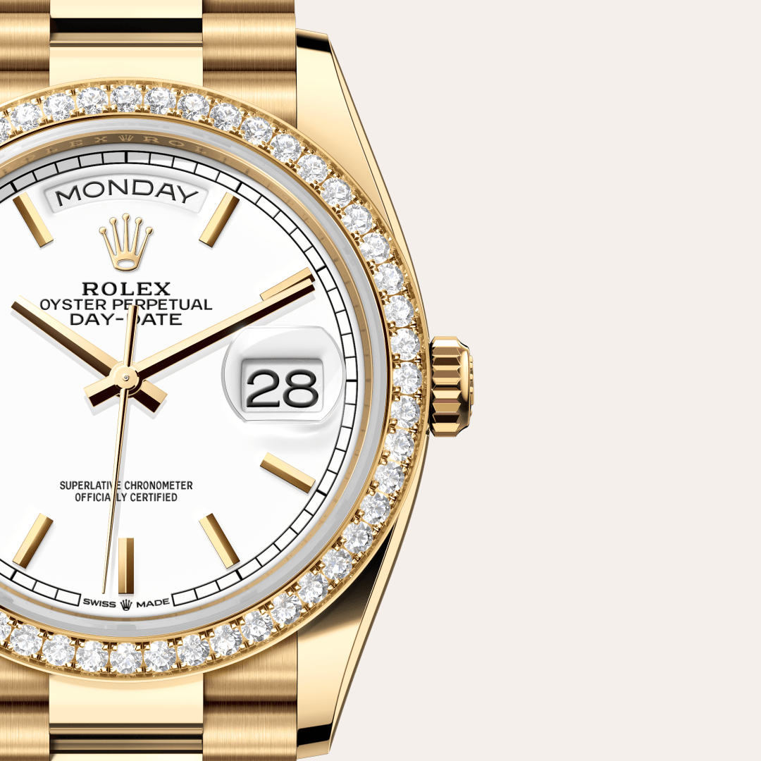 Rolex Day-Date 36 Oyster, 36 mm, sarı altın ve pırlanta M128348RBR-0047