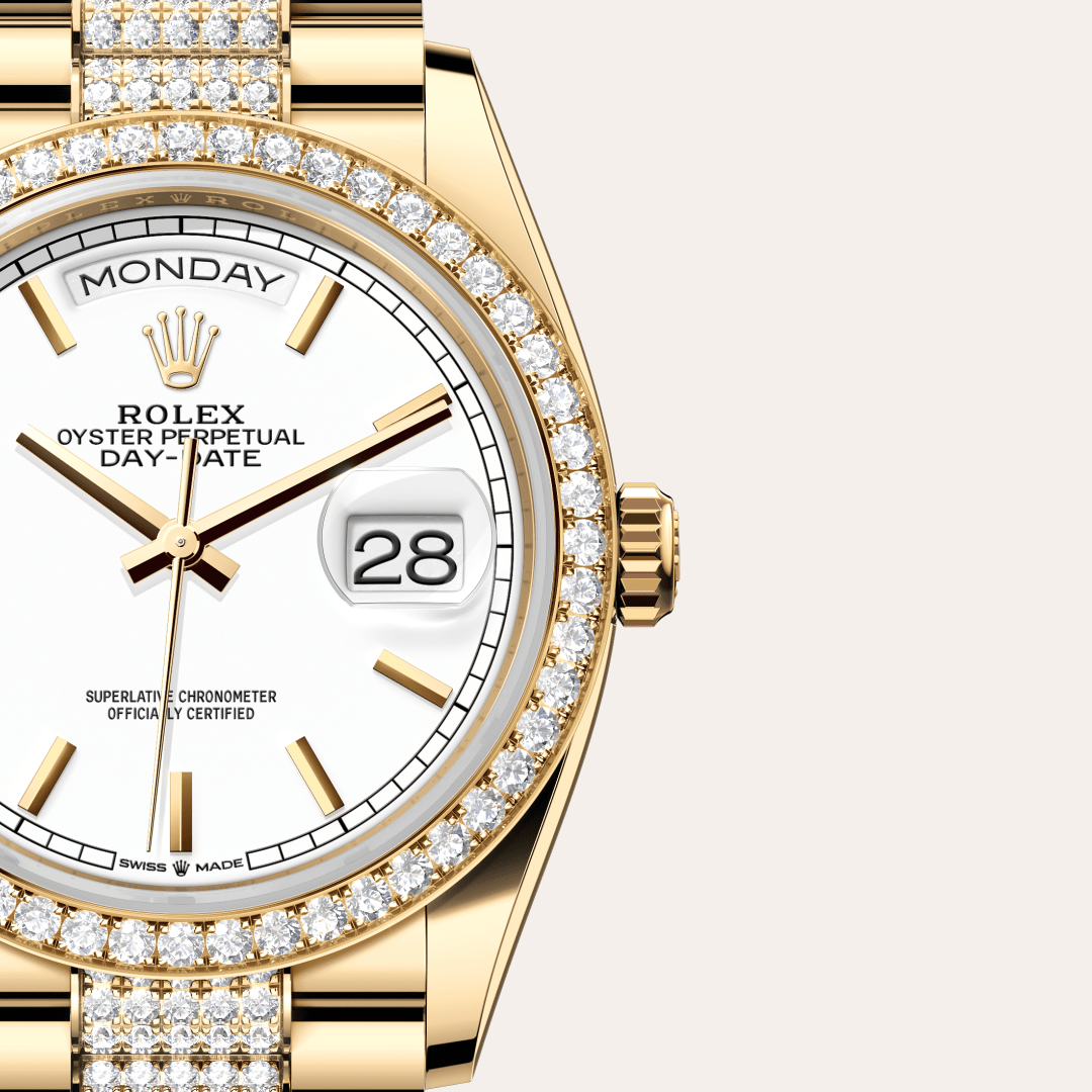 Rolex Day-Date 36 Oyster, 36 mm, sarı altın ve pırlanta M128348RBR-0048