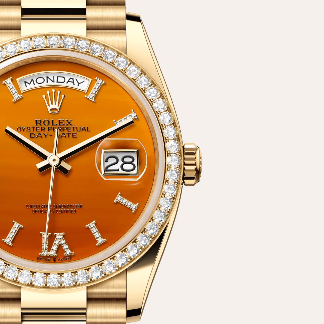 Rolex Day-Date 36 Oyster, 36 mm, sarı altın ve pırlanta M128348RBR-0049