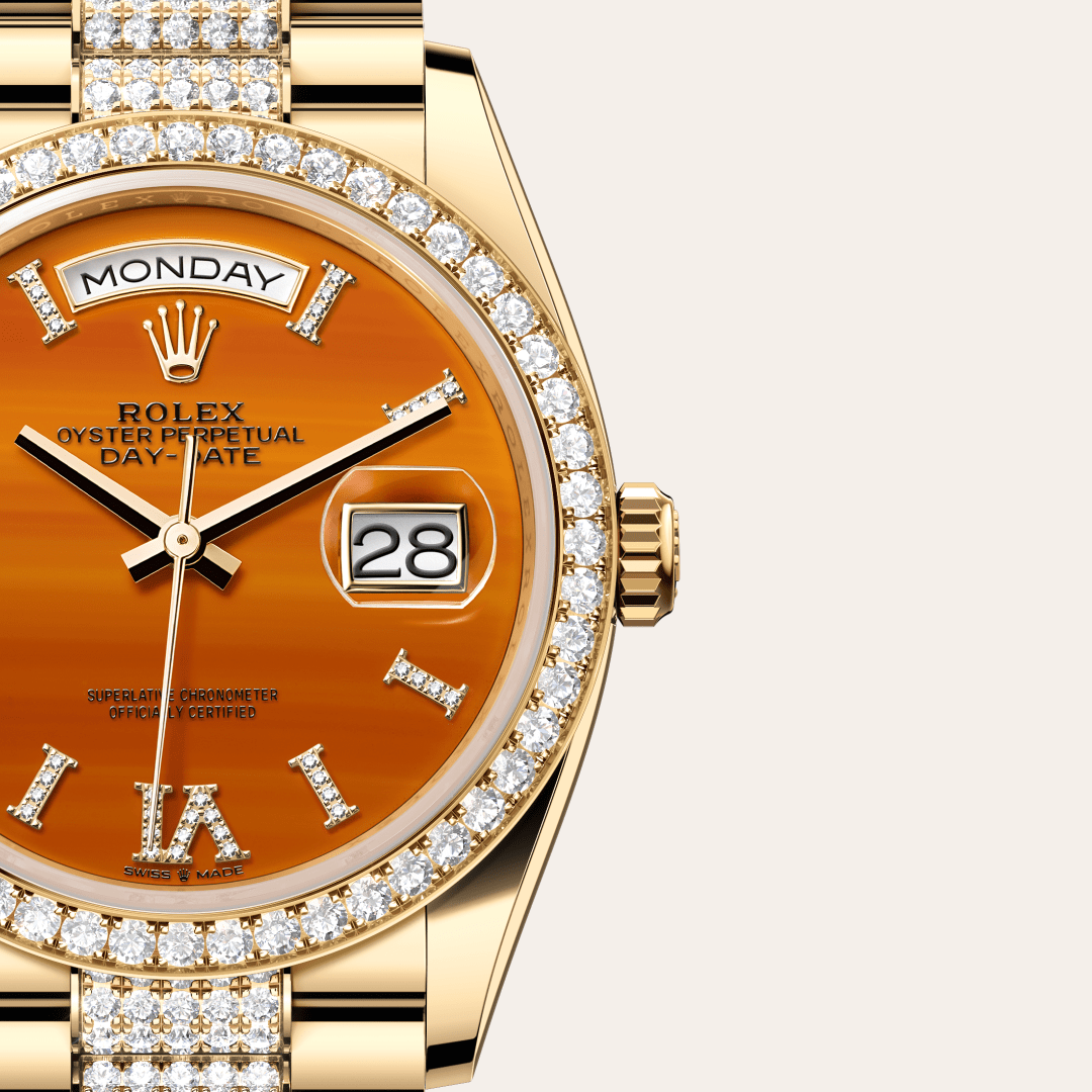 Rolex Day-Date 36 Oyster, 36 mm, sarı altın ve pırlanta M128348RBR-0050