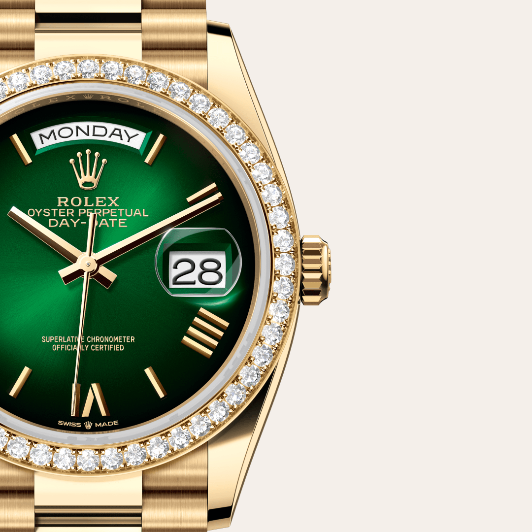 Rolex Day-Date 36 Oyster, 36 mm, sarı altın ve pırlanta M128348RBR-0068