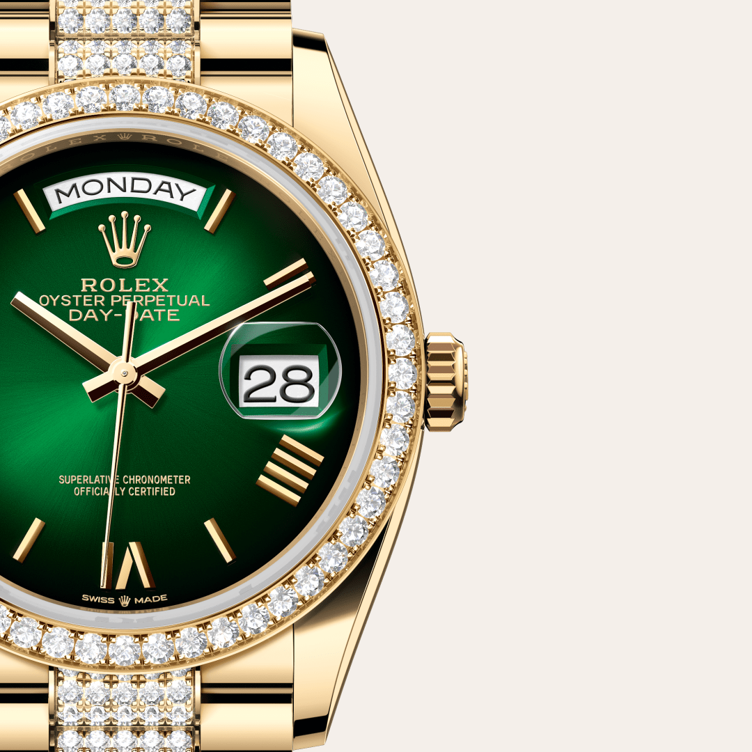 Rolex Day-Date 36 Oyster, 36 mm, sarı altın ve pırlanta M128348RBR-0069