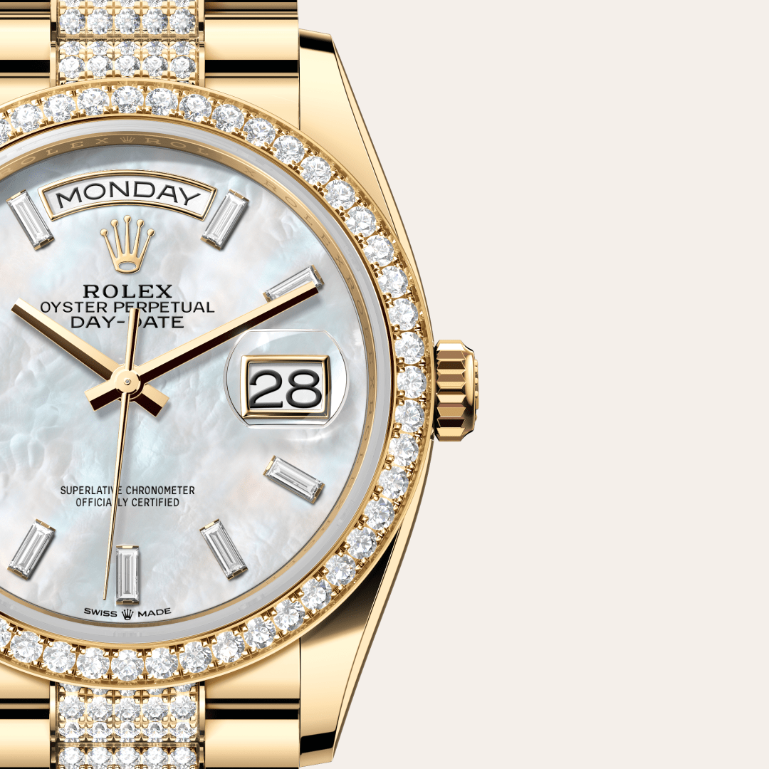 Rolex Day-Date 36 Oyster, 36 mm, sarı altın ve pırlanta M128348RBR-0071