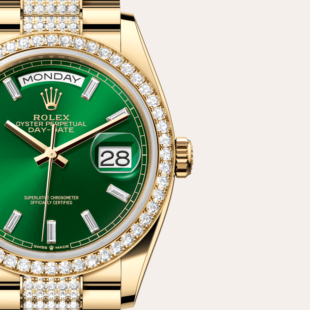 Rolex Day-Date 36 Oyster, 36 mm, sarı altın ve pırlanta M128348RBR-0079